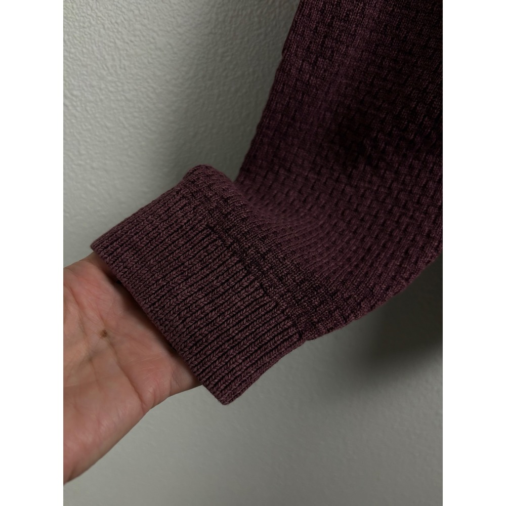 Tommy Bahama Mens XXL Burgundy Waffle Knit Quarter Zip Sweater Elbow Patches - Picture 4 of 10